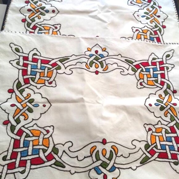 Pair (2) of Needlepoint Embroidery Celtic Knots Hand-made Pillow Case Living - Picture 8 of 8